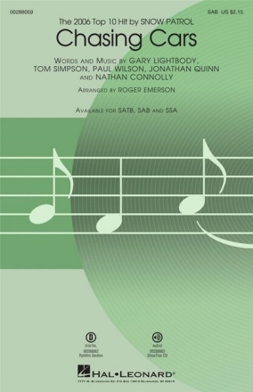Chasing Cars for mixed choir (SAB) and piano choral score