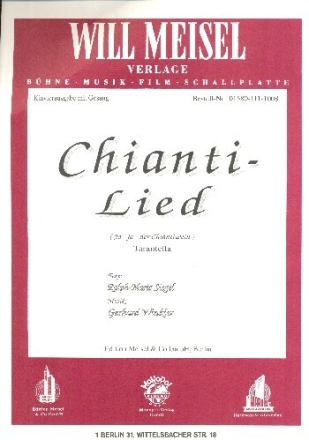 Chianti-Lied: f�r Klavier/Gesang/Gitarre