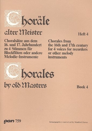 Chor�le alter Meister Band 4 f�r 4 Instrumente (SATB) Partitur