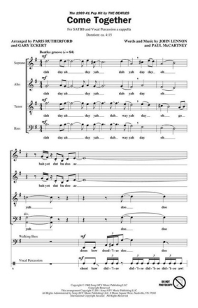 Come Together for mixed choir (SATBB) a cappella choral score