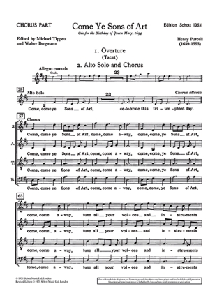 Come ye Sons of Art f�r gemischten Chor (SATB), Soli (SAAB) und Orchester Chorpartitur
