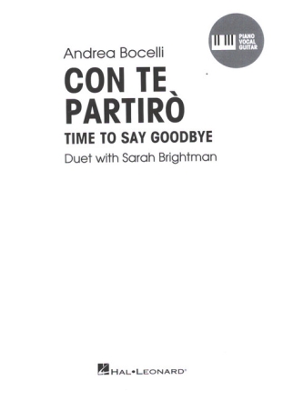 Con Te Partir� (Time to Say Goodbye) for piano, vocal and guitar