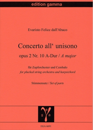 Concerto all'unisono op. 2 Nr. 10 A-Dur / StS f�r Zupforchester und Cembalo