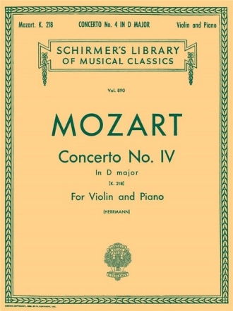 Concerto D major no.4 KV218 for violin and orchestra for violin and piano