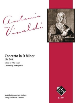 Concerto d minor RV540 for viola d'amore, lute (guitar), strings and bc score and 5 parts