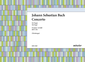 Concerto d-Moll BWV974 f�r Cembalo f�r Orgel