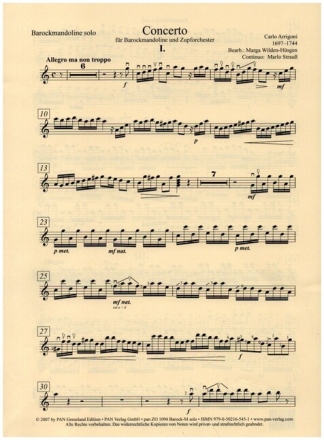 Concerto f�r Barockmandoline und Zupforchester Barockmandoline solo