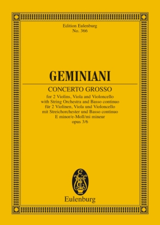 Concerto grosso e-Moll op.3/6 f�r Streichquartett und Streichorchester Studienpartitur