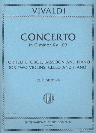 Concerto in g Minor F.XII:4 for flute, oboe, bassoon and piano (2 violins, cello and piano) parts