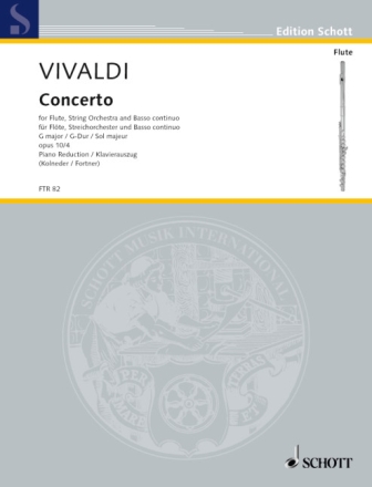 Concerto Nr. 4 G-Dur op. 10/4 RV 435/PV 104 f�r Fl�te (Alt-Blockfl�te), Streichorchester und Basso Continuo Klavierauszug mit Solostimme