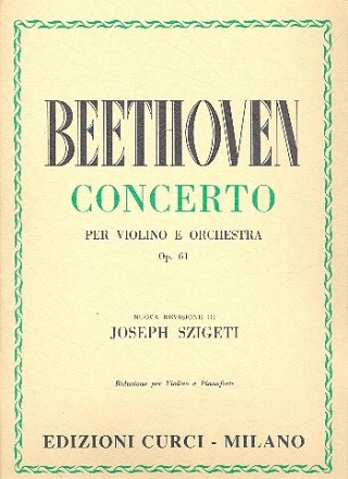 Concerto re maggiore op.61 per violino e orchestra riduzione per violino e pianoforte
