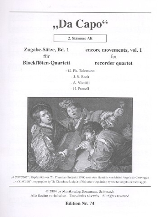 Da capo Band 1 f�r 4 Blockfl�ten (S(A)ATB) 2. Stimme (Alt)