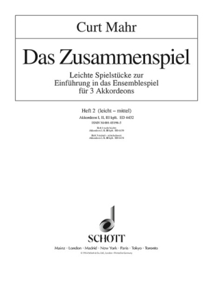Das Zusammenspiel Band 2 f�r chrom. Akkordeon und diat. Handharmonika
