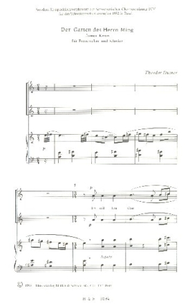 Der Garten des Herrn Ming f�r Frauenchor und Klavier Partitur