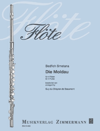 Die Moldau f�r 4 Fl�ten Partitur und Stimmen