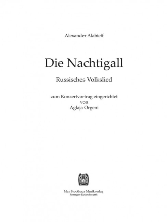Die Nachtigall f�r Singstimme und Klavier (dt)