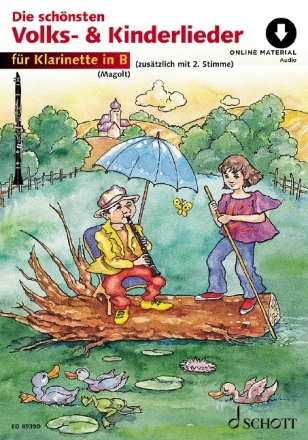 Die sch�nsten Volks- und Kinderlieder (+Online Audio) f�r 1-2 Klarinetten