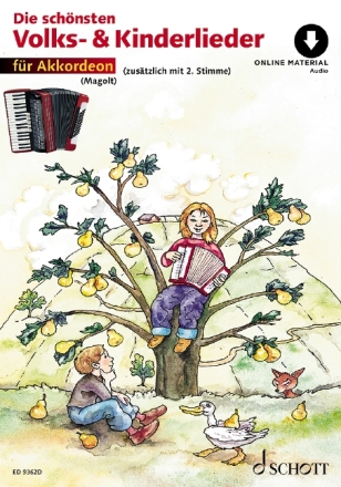 Die sch�nsten Volks- und Kinderlieder (+Online Audio) f�r 1-2 Akkordeons