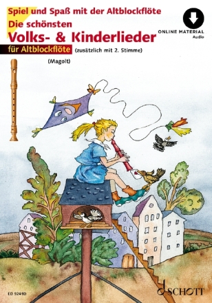 Die sch�nsten Volks- und Kinderlieder (+Online Audio) f�r 1-2 Altblockfl�ten