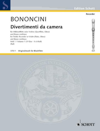 Divertimenti da camera Band 1 f�r Alt-Blockfl�te (Violine, Fl�te, Oboe) und Basso continuo (Klavier)