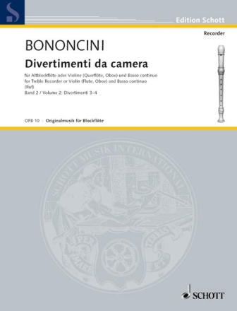 Divertimenti da camera Band 2 (Nr.3-4) f�r Altblockfl�te (Violine/Fl�te/Oboe) und Bc Stimmen