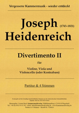 Divertimento 2 f�r Violine, Viola und Violoncello (Kontrabass) Partitur und Stimmen
