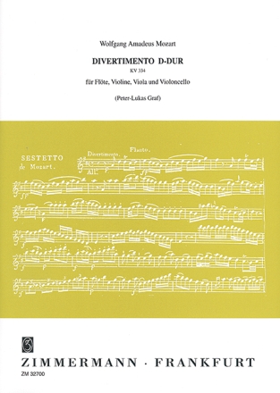 Divertimento D-Dur KV334 f�r Fl�te und Streichtrio Partitur und Stimmen