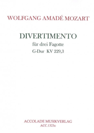 Divertimento G-Dur KV229,3 f�r 3 Fagotte Partitur und Stimmen