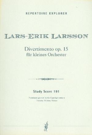 Divertimento op.15 f�r kleines Orchester Studienpartitur