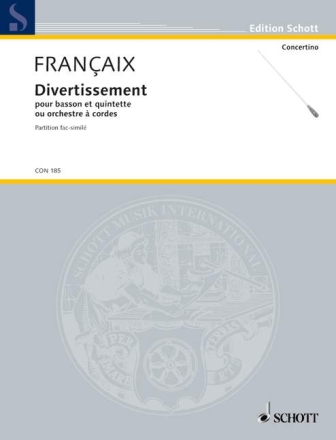 Divertissement f�r Fagott und Streichquintett (-Orchester) Partitur