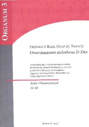Divertissement melodieux D-Dur f�r 2 Violinen und Generalbass Partitur und Stimmen