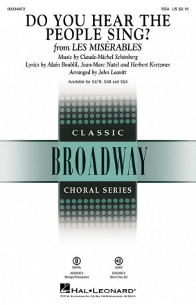 Do You Hear the People Sing? for female choir (SSA) and piano choral score