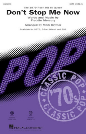 Don't stop me now for mixed choir and piano choral score