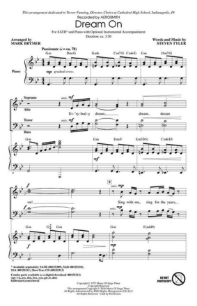 Dream On for mixed choir and piano choral score
