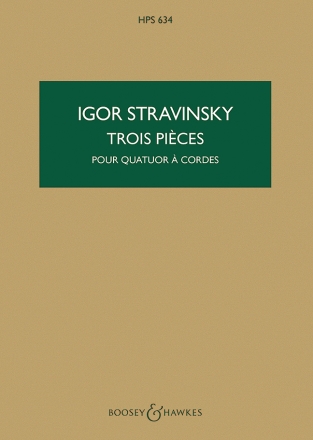 Drei St�cke HPS 634 f�r Streichquartett Studienpartitur
