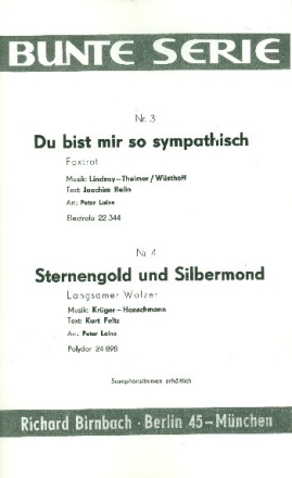 Du bist mir so sympathisch   und Sternengold und Silbermond: f�r Combo (Verlagskopie)