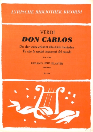 DU DER WEISE ERKANNT ALLES EITLE FUER SOPRAN UND KLAVIER TU CHE LA VANITA