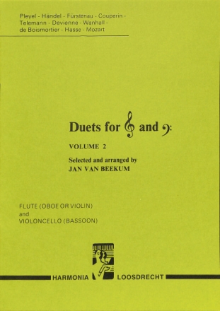 Duets for treble and bass clef vol.2 for flute (oboe ,violin) and cello (fag)