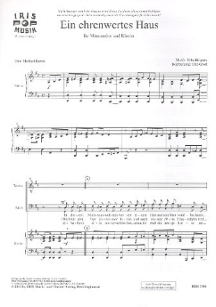 Ein ehrenwertes Haus f�r M�nnerchor und Klavier Partitur