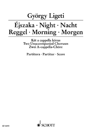 �jszaka � Reggel f�r gemischten Chor Chorpartitur