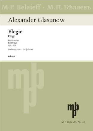 Elegie op.105 f�r Streichquartett (Streichorchester) Studienpartitur