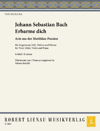 Erbarme dich (aus 'Matth�us-Passion') f�r Alt, Violine und Klavier