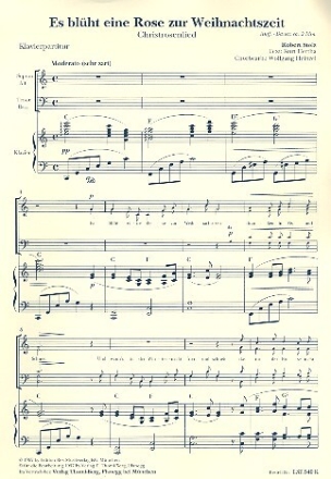 Es bl�ht eine Rose zur Weihnachtszeit f�r gem Chor und Klavier Klavierpartitur (dt)
