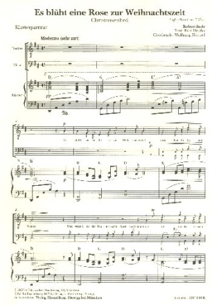 Es bl�ht eine Rose zur Weihnachtszeit f�r M�nnerchor und Klavier Partitur