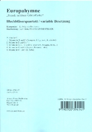 Europa Hymne f�r variables Blechbl�serquartett Partitur und Stimmen