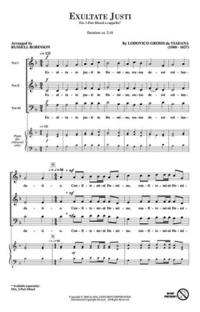 Exultate Justi 3-Part Mixed Choir a cappella choral score