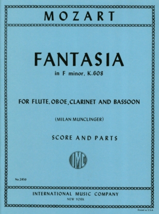 Fantasia f minor KV608 for flute, oboe, clarinet, bassoon