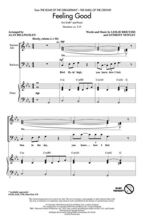 Feeling good for mixed choir (SAB) and piano choral score