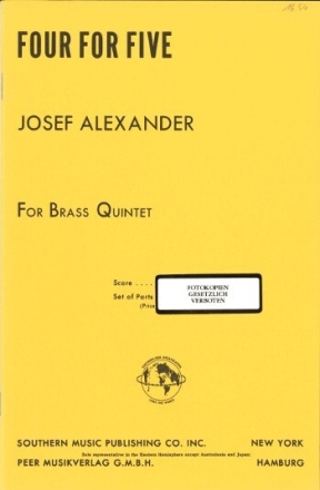 Four for Five for 2 trumpets, 2 horns in F (trombone in place of horn 2) and trombone (tuba),  study score