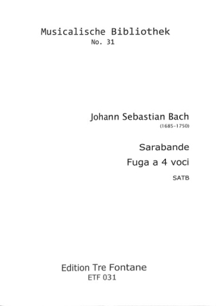 Fuge BWV895 und Sarabande BWV812 f�r 4 Blockfl�ten (SATB) Partitur und Stimmen